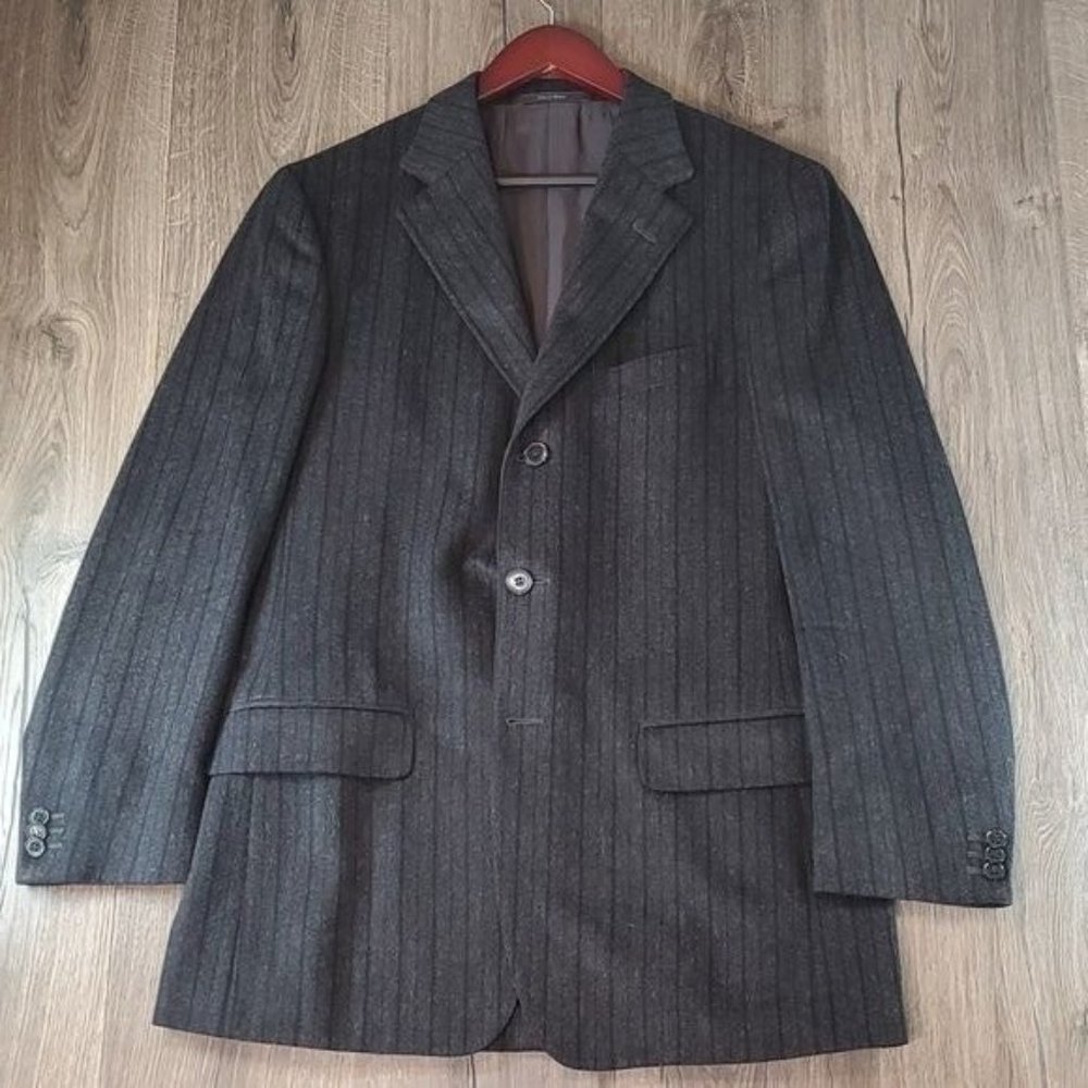 Z Zegna Unstructured Sport Coat‎ Wool Angora Gray Stripe 48 EU 38 US